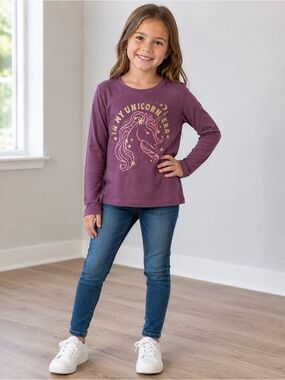 jumping beans Plum Long-Sleeve Unicorn Graphic Tee